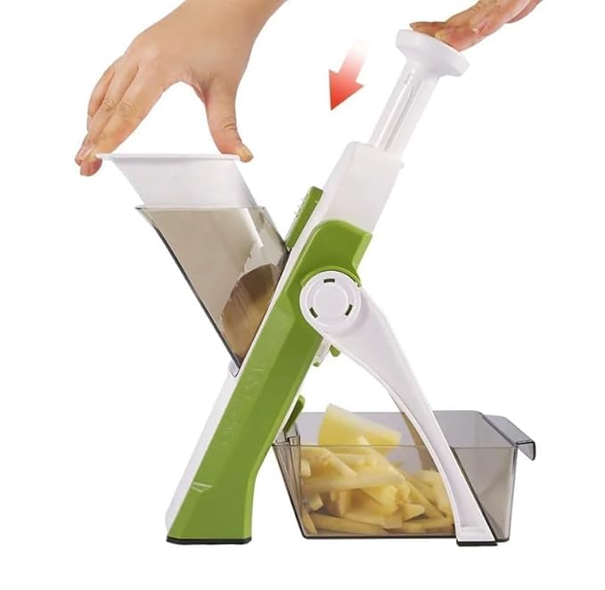 Hand Press Mandoline Slicer, Safe Vegetable & Fruit Chopper