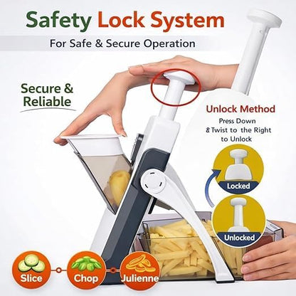 Hand Press Mandoline Slicer, Safe Vegetable & Fruit Chopper