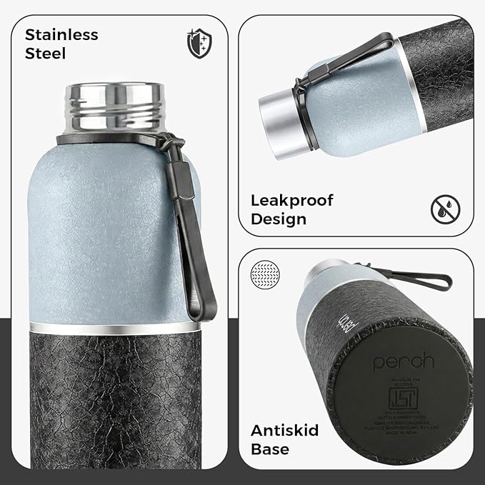 Perch Zenith ISI Certified Hot and Cold Steel Water Bottle 1 LTR