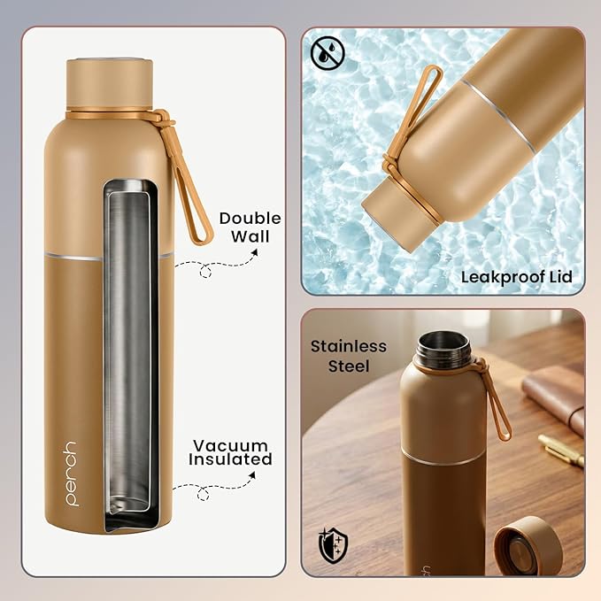 Perch Zenith ISI Certified Hot and Cold Steel Water Bottle 1 LTR