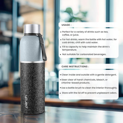Perch Zenith ISI Certified Hot and Cold Steel Water Bottle 1 LTR
