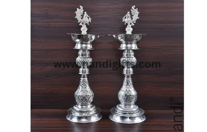 German Silver Diya for Pooja 10 Inch