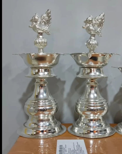 German Silver Diya for Pooja 10 Inch