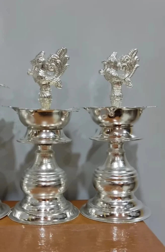 German Silver Diya for Pooja 10 Inch