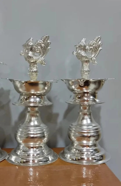 German Silver Diya for Pooja 10 Inch